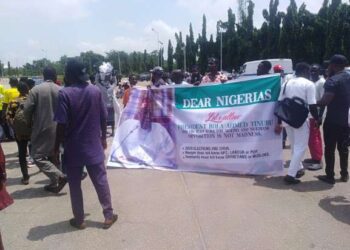 Fuel price hike: Protesters storm National Assembly, demand support for Tinubu