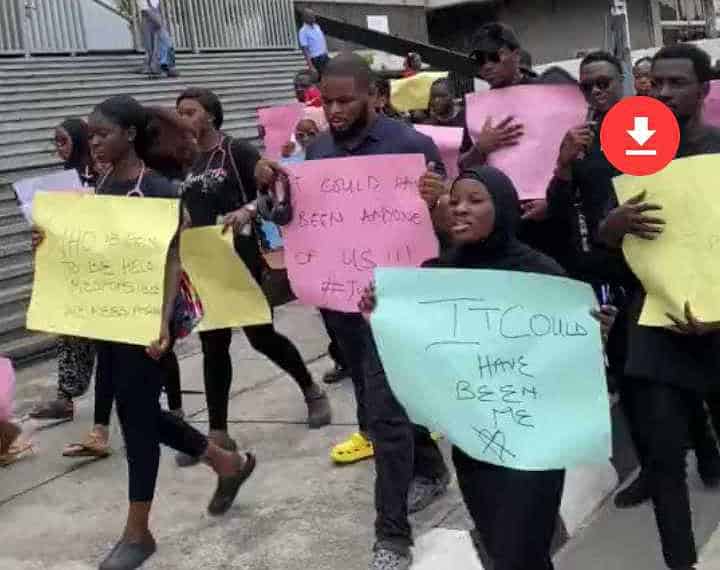 VIDEO: Lagos hospital house officers protest death of colleague in elevator accident