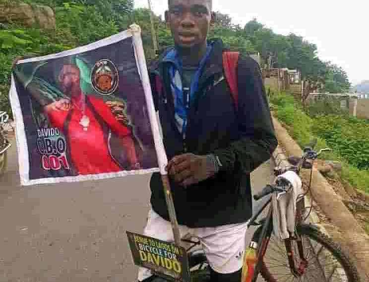 'Send account,' Davido responds to fan riding bicycle from Benue to Lagos to meet him