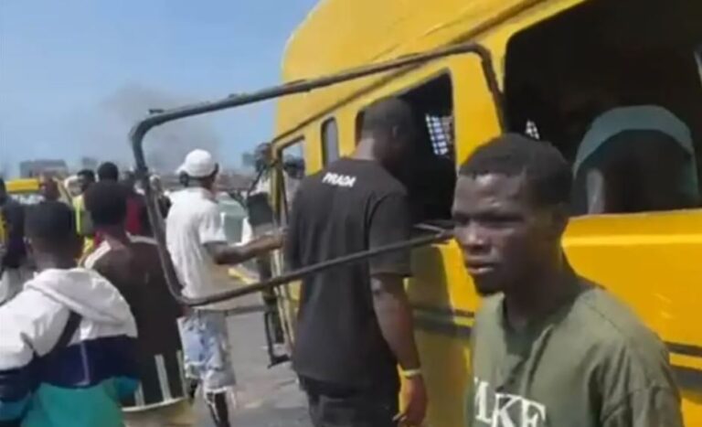 Two passengers plunge into lagoon as bus crashes