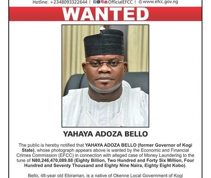 FG places ex-Kogi gov, Yahaya Bello on watchlist