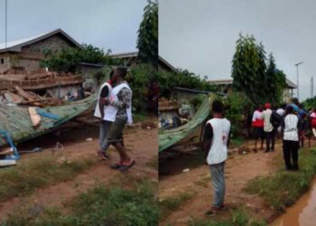 Pandemonium as building collapses on UNIBEN students in Edo