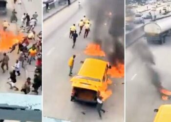 Lagos driver sets self, LASTMA officer, bus ablaze